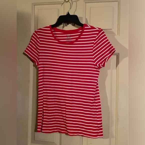 Red and White Striped Women's Top - Picture 1 of 5